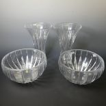 A pair of Marquis Waterford clear glass flared Vases made in Germany, together with a pair of