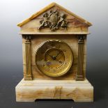 A Victorian onyx and gilt-metal Mantle Clock, of architectural form, 30cm high x 24cm wide, together