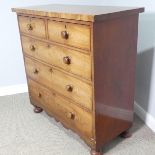 A Victorian mahogany Chest of Drawers, of two short and three long drawers, W 106 cm x H 107 cm x