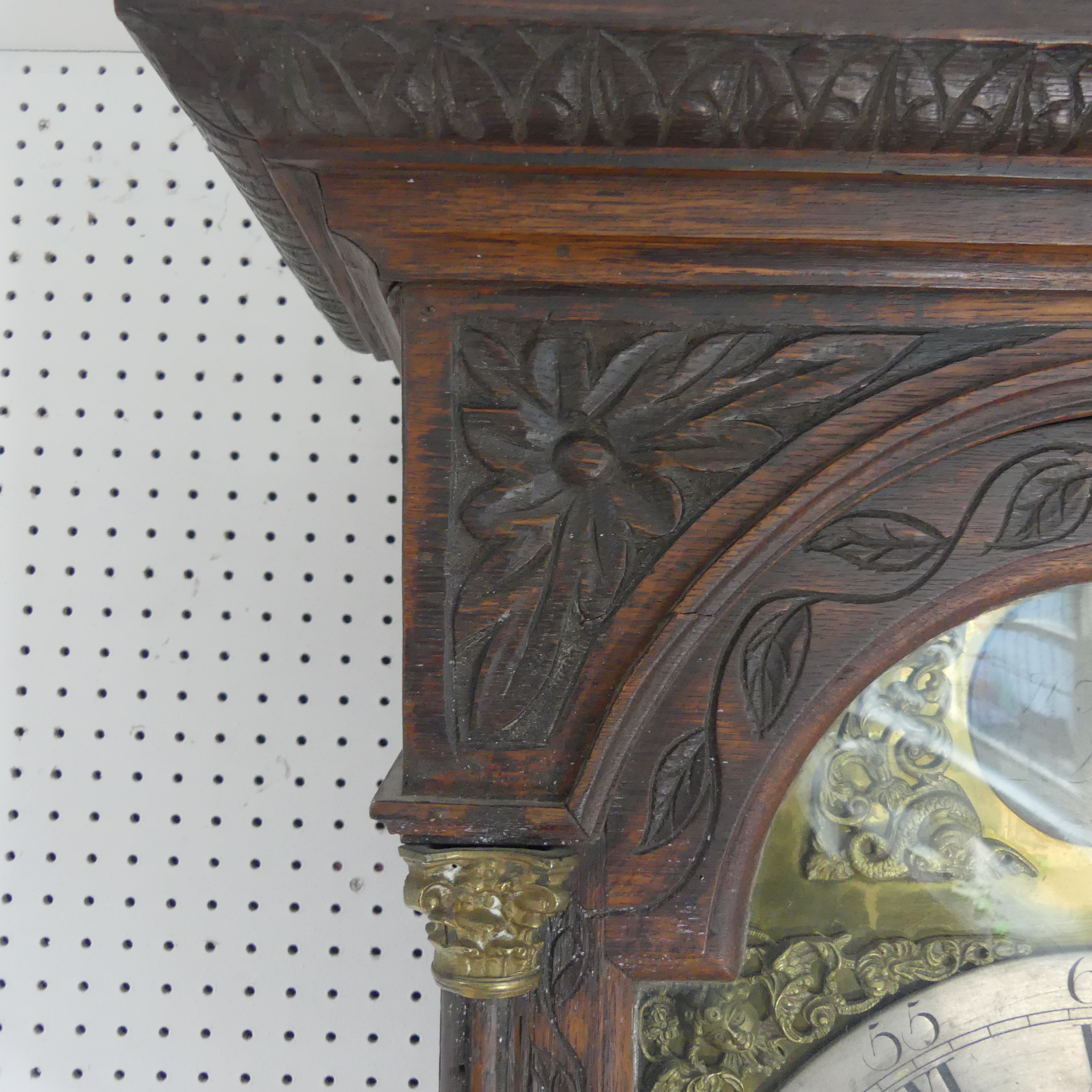 W. Fletcher, Leeds, a carved oak 8-day longcase clock with two-weight movement striking on a bell, - Image 5 of 29