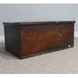 An antique elm Blanket Box, with hinged lid and interior fitted with candle box, W 78 cm x H 35 cm x