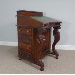 A Victorian style reproduction Davenport desk, with sloped front, and four side drawers on each side