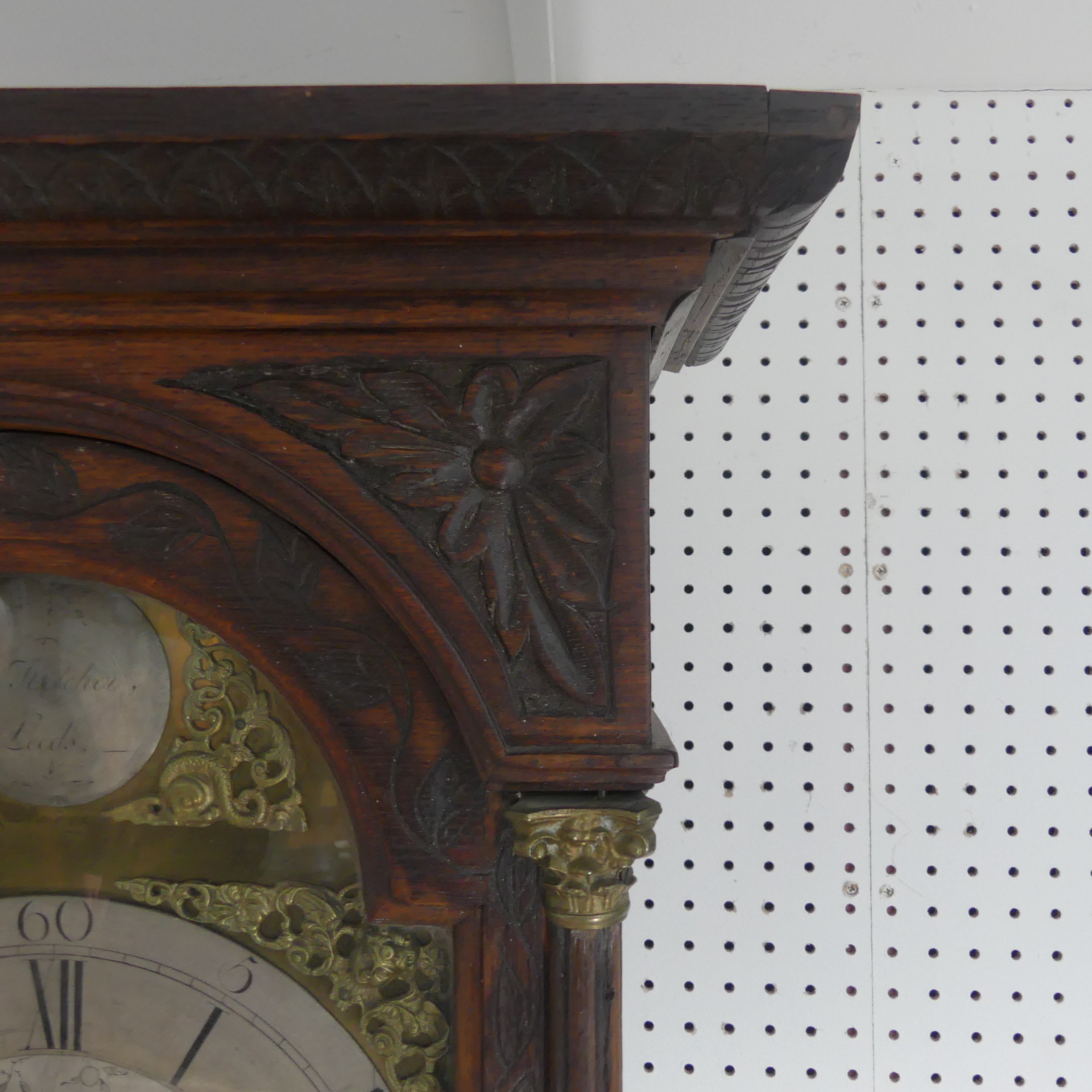 W. Fletcher, Leeds, a carved oak 8-day longcase clock with two-weight movement striking on a bell, - Image 4 of 29