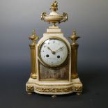 A 19th century French white marble and ormolu Mantel Clock, by C. Clements A. Paris, with eight-