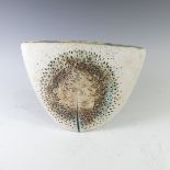 An Alan Wallwork studio pottery 'Delta' Vase, of semi circular flattened form with pierced