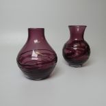 A Geoffrey Baxter for Whitefriars 'Random Strapped' globular Vase, of aubergine purple colour, H