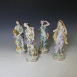 A small quantity of Sitzendorf porcelain Figures, comprising one with grapes, one with corn, etc.