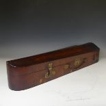 A Georgian veneered rosewood Violin Case, with fitted blue and green interior along with three ivory