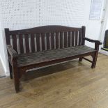 A modern wooden Garden Seat, W 180 cm x H 91 cm x D 59 cm.