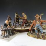 A 'Leonardo Da Vinci' Capodimonte figure, together with Capodimonte 'Seated Clock Maker' and '