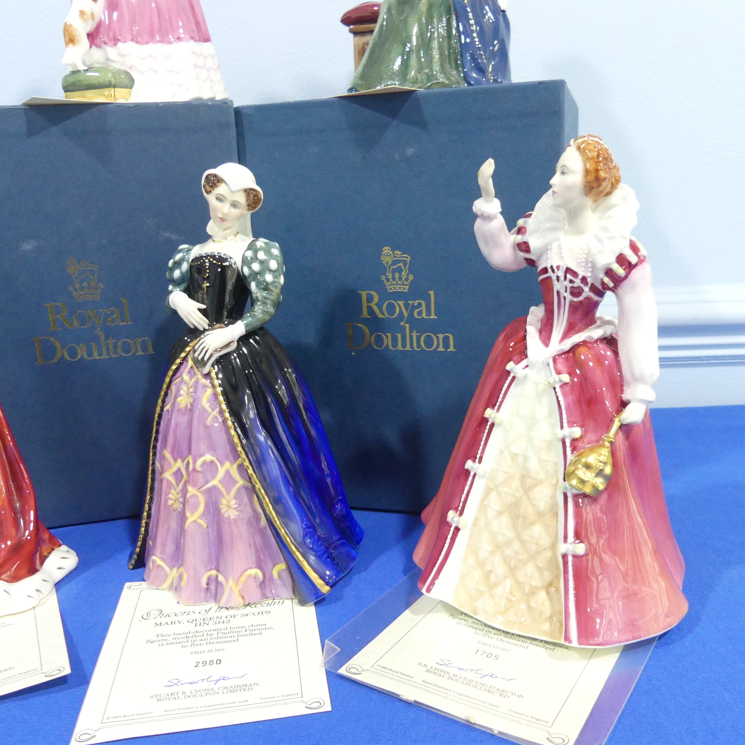 A quantity of Royal Doulton 'Queens of the Realm' limited edition Figures, comprising Queen Anne - Image 2 of 7