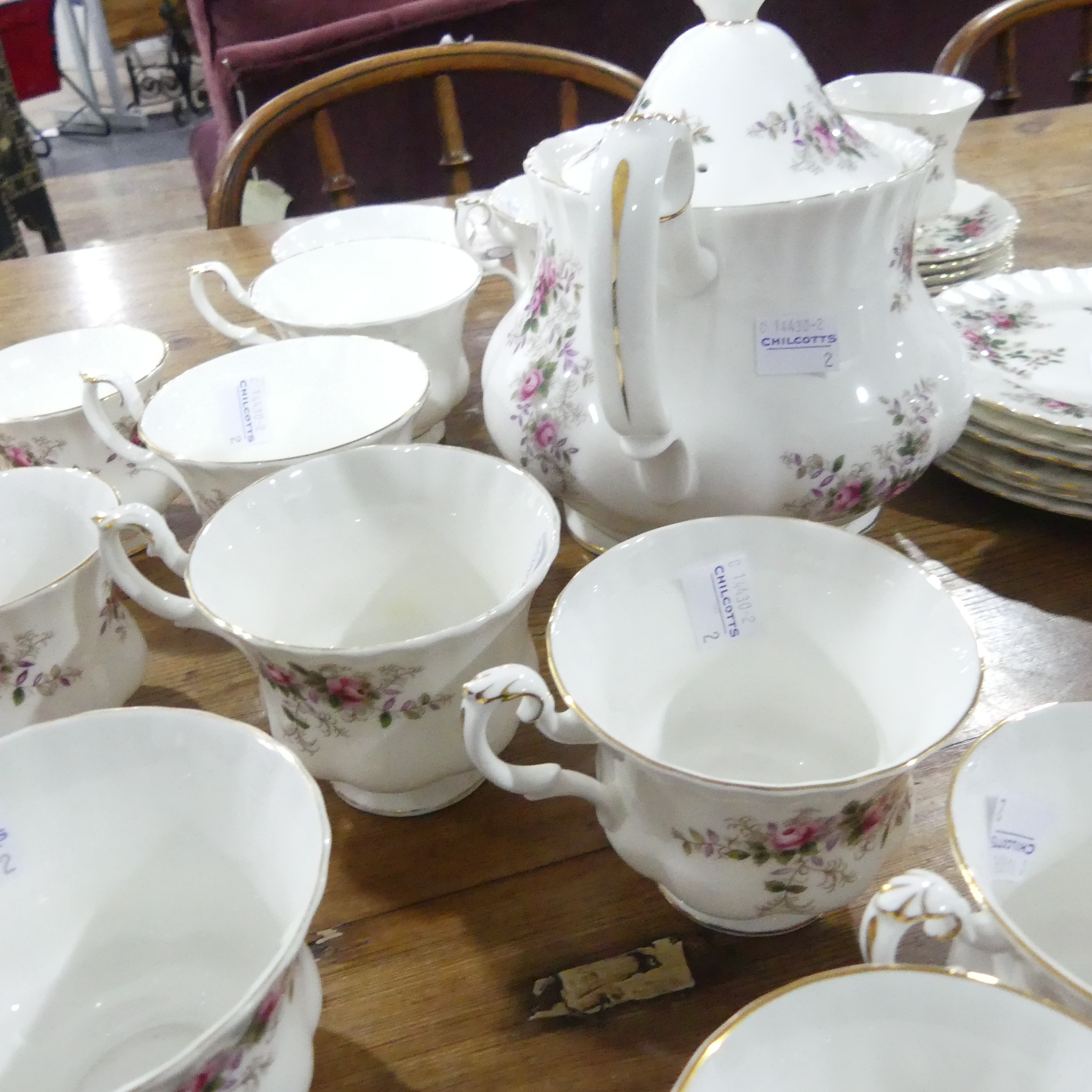 A Royal Albert 'Lavender Rose' pattern Tea and Coffee Service, comprising six Teacups and Saucers, - Image 8 of 11