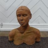 A mid 20thC terracotta bust,  W 37 cm x H 42 cm x D 20 cm.