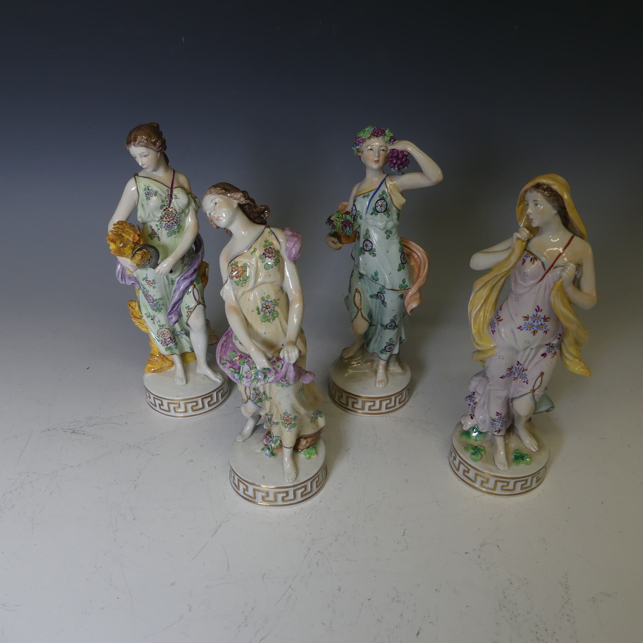 A small quantity of Sitzendorf porcelain Figures, comprising one with grapes, one with corn, etc. - Image 2 of 6