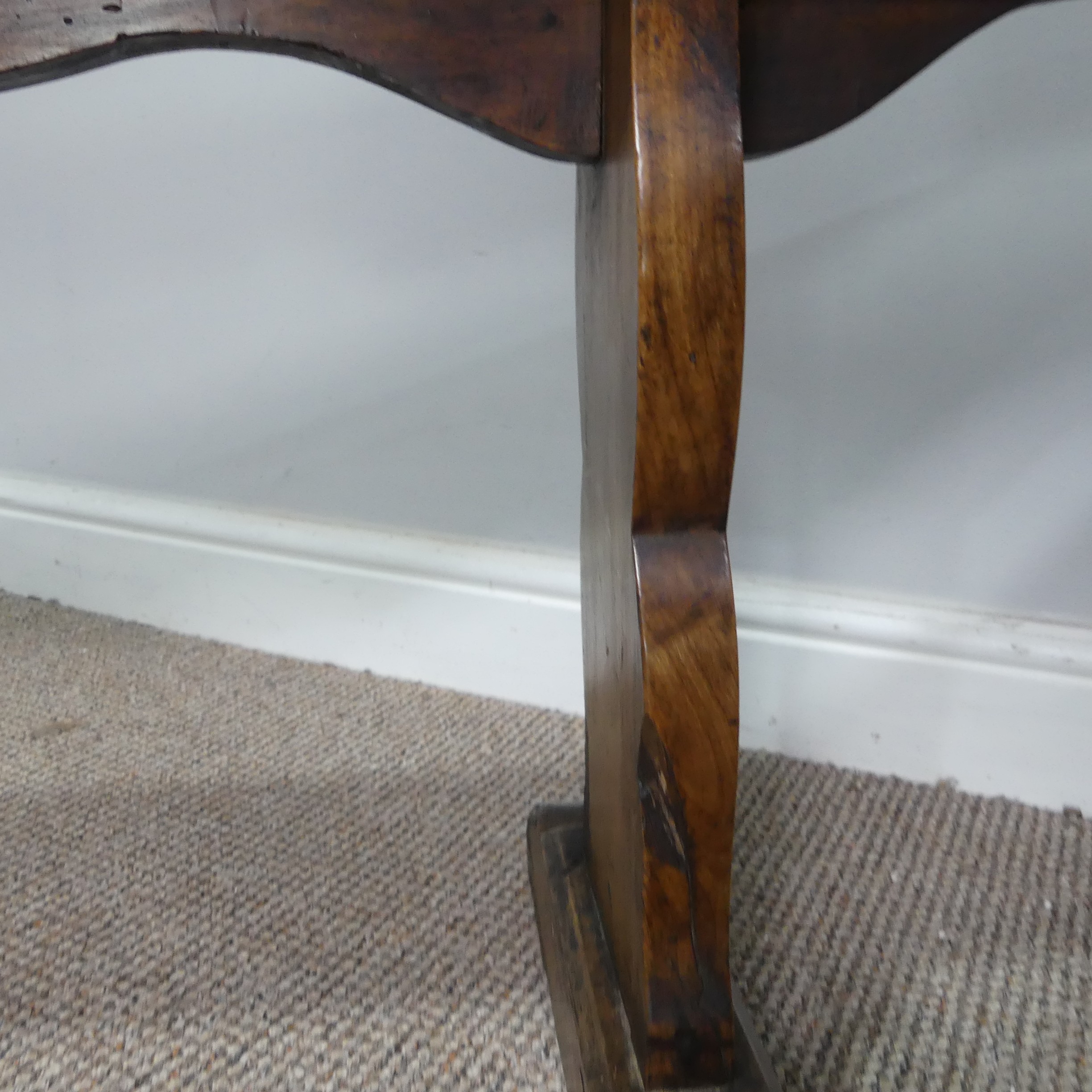 An antique oak and elm form, W 204 cm x H 48 cm x D 41 cm. - Image 6 of 13