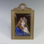 An early 20th century Limoges enamel Plaque, of convex rectangular form, painted in polychrome