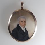 Roger Jean (British, 1783-1828), Portrait Miniature of a Gentleman wearing a black coat and