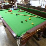 A quarter size wood-bed Snooker table with a four piece table top to use as dining table, together