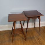 A 20thC mahogany Arts and Crafts style occasional table, together with another of a similar size, (