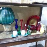 A Quantity of glassware consisting of cut, clear, coloured and shaped glass, inc whitefriars,