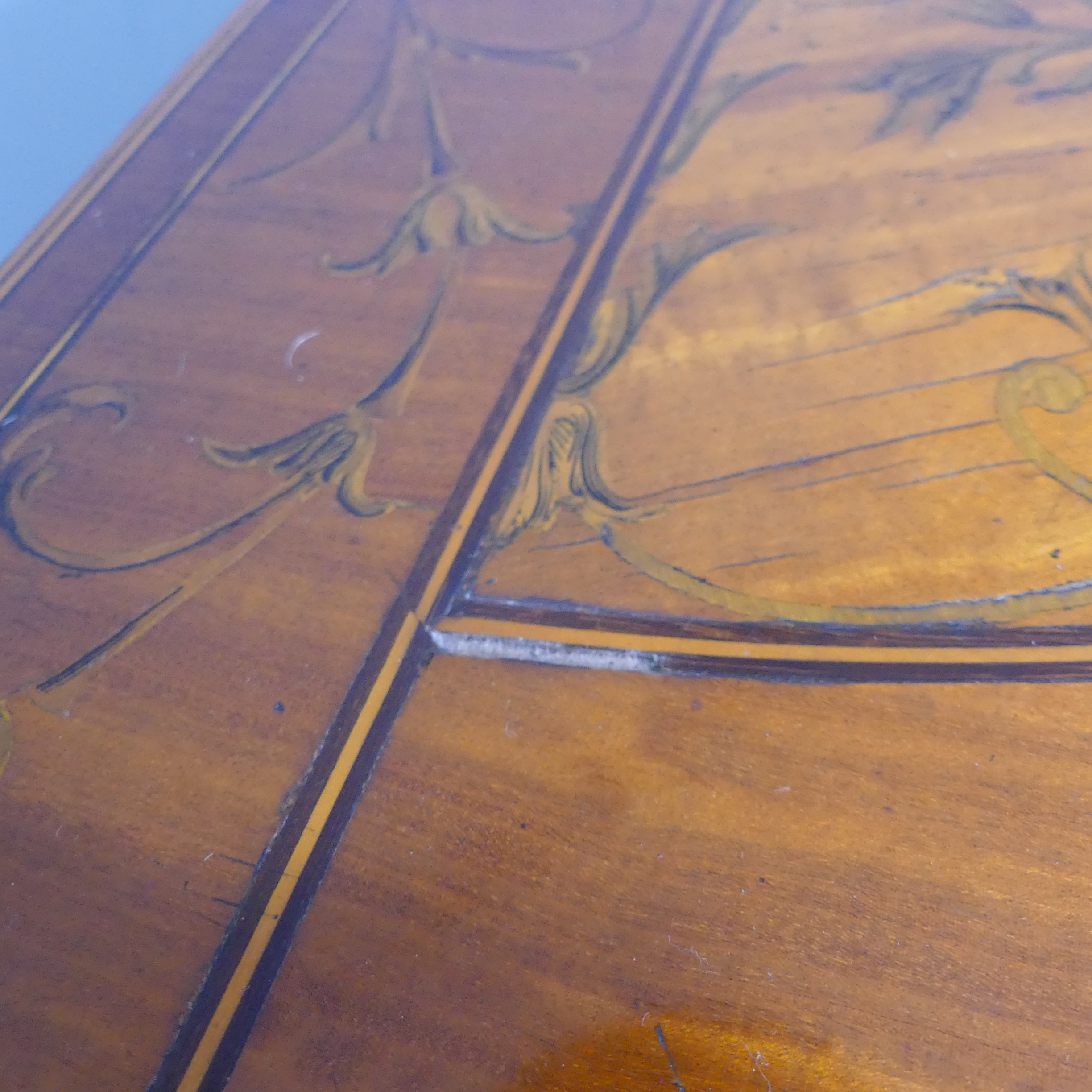 An Edwardian Sheraton Revival inlaid mahogany bow front Chest of Drawers, note damage to one side - Image 23 of 24