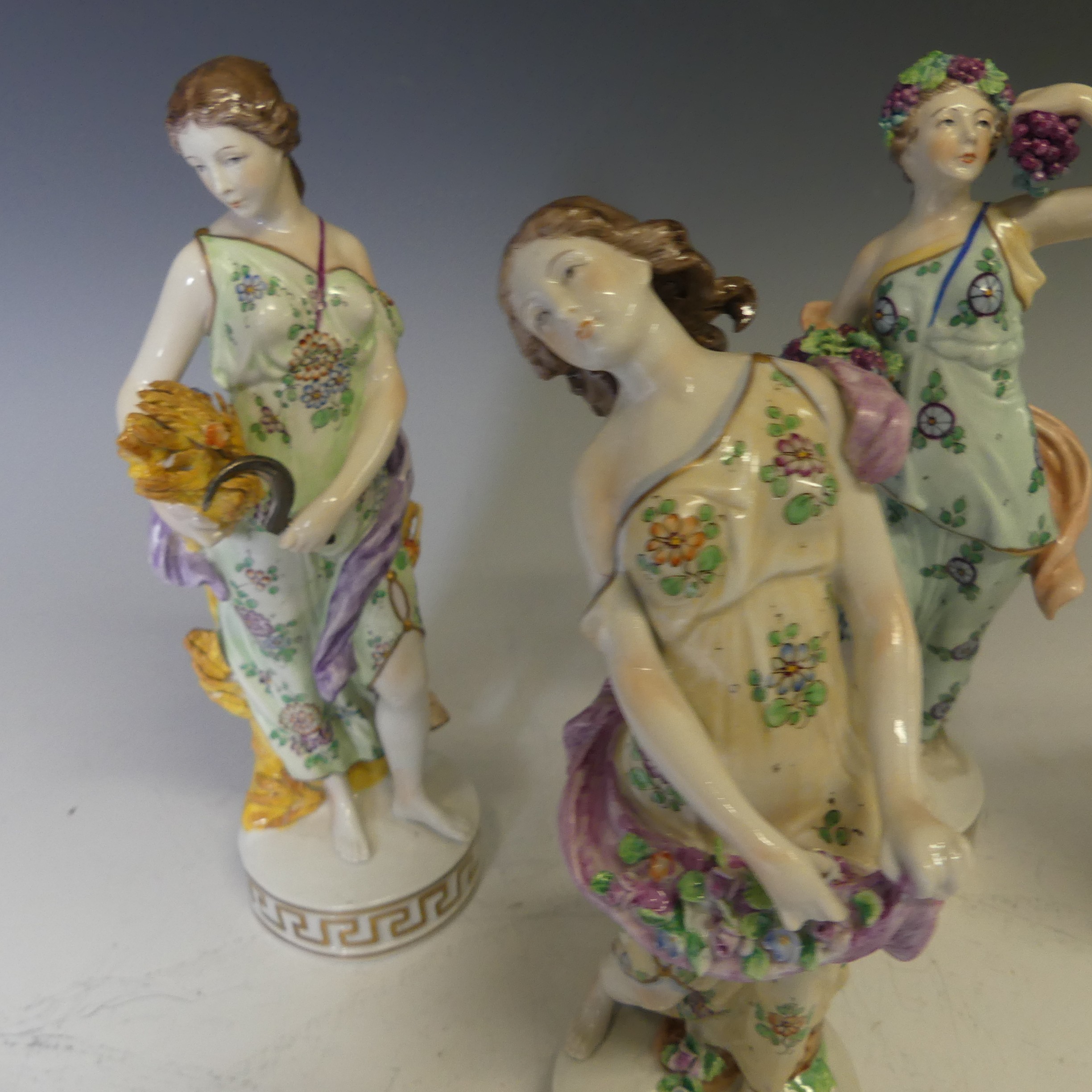 A small quantity of Sitzendorf porcelain Figures, comprising one with grapes, one with corn, etc. - Image 5 of 6