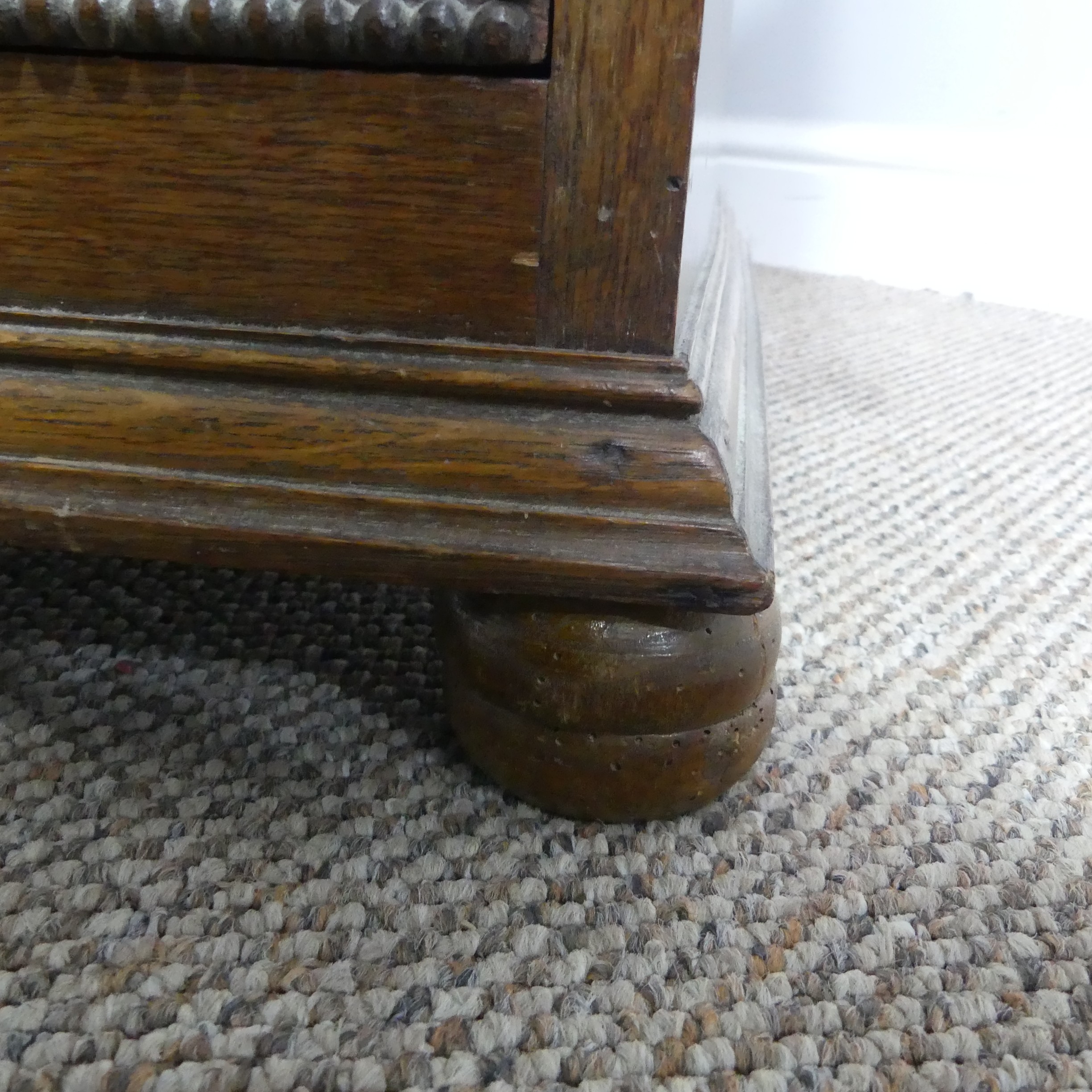 An Early 20th century oak Chest of Drawers, of three long drawers with decorative beading and - Image 12 of 15