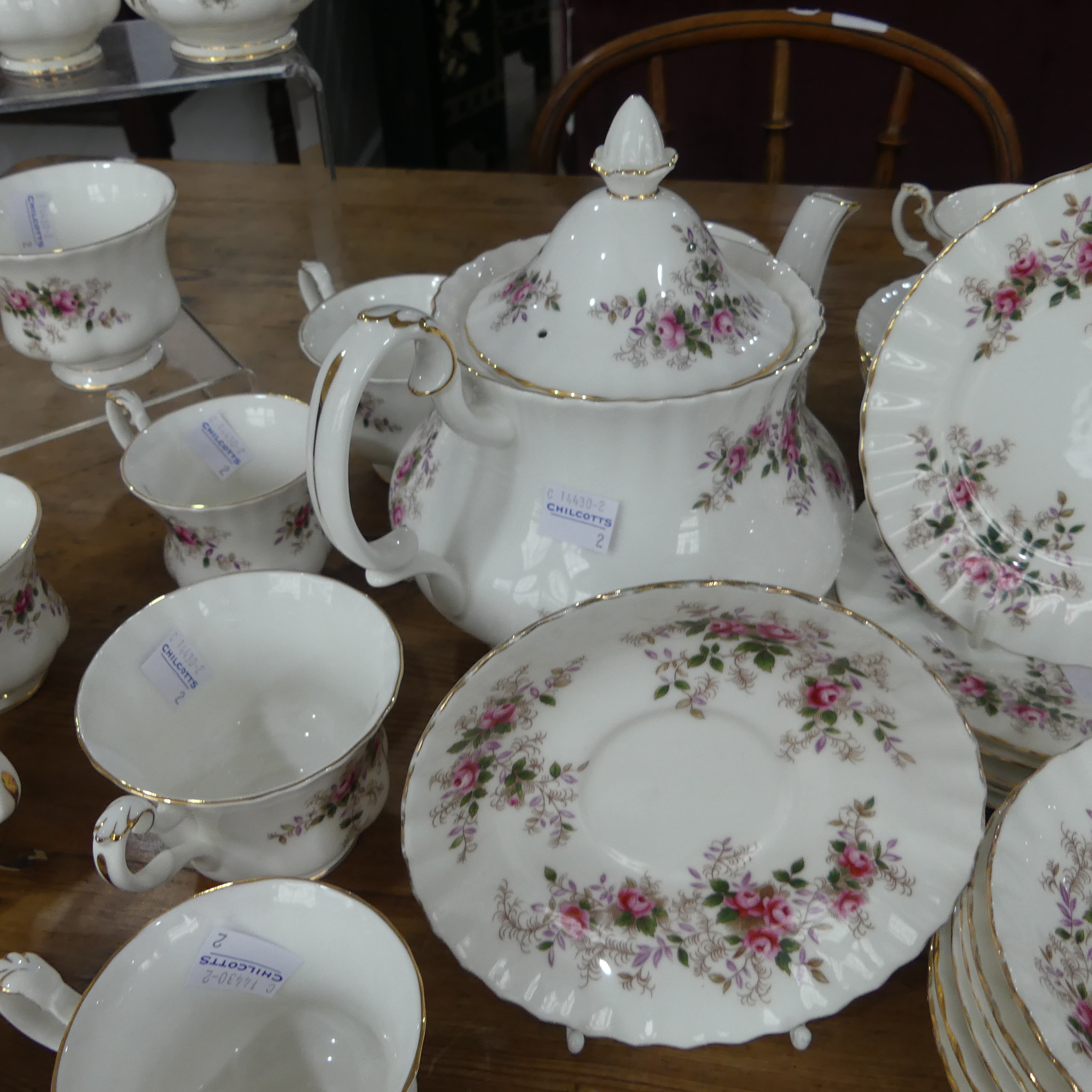 A Royal Albert 'Lavender Rose' pattern Tea and Coffee Service, comprising six Teacups and Saucers, - Image 5 of 11