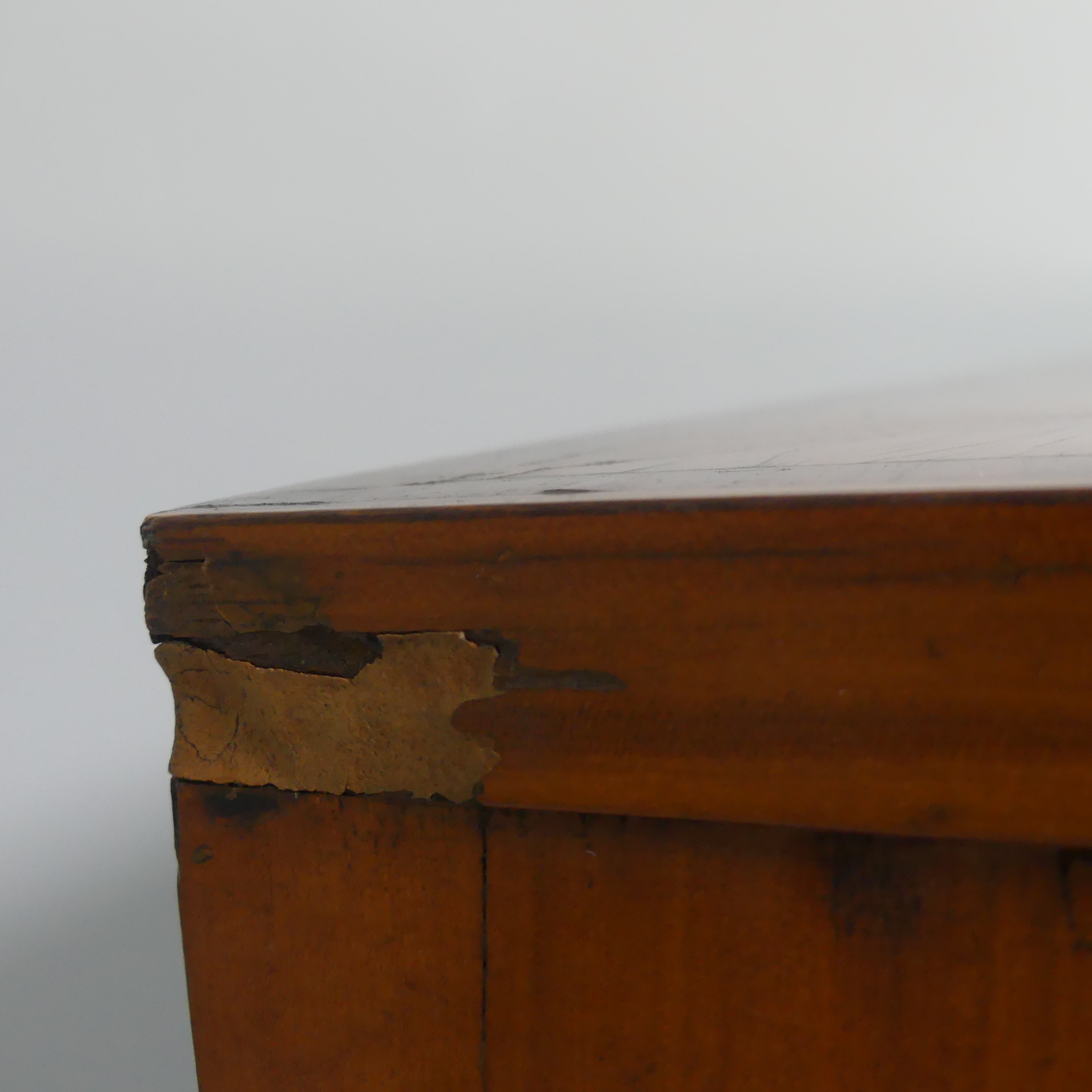 An Edwardian Sheraton Revival inlaid mahogany bow front Chest of Drawers, note damage to one side - Image 12 of 24