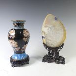 A Chinese mother-of-pearl, carved, pierced and painted shell, W14cm x H19cm, five small chips on