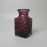 A Geoffrey Baxter for Whitefriars 'Chess' Vase, of aubergine purple colour, H 15cm.