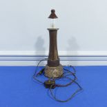 A contemporary Cornish serpentine lighthouse lamp, with mostly polished surface to naturalistic form