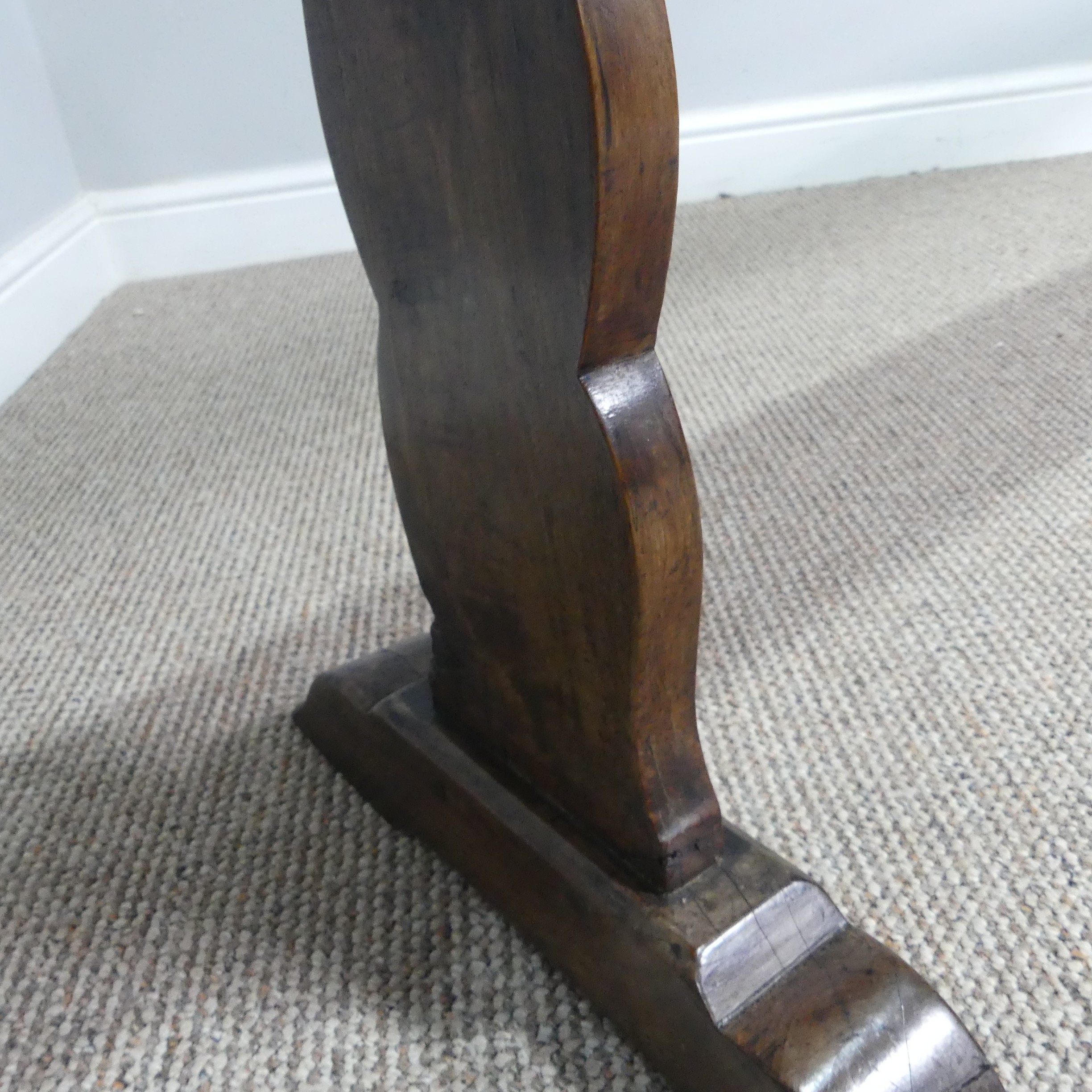 An antique oak and elm form, W 204 cm x H 48 cm x D 41 cm. - Image 12 of 13