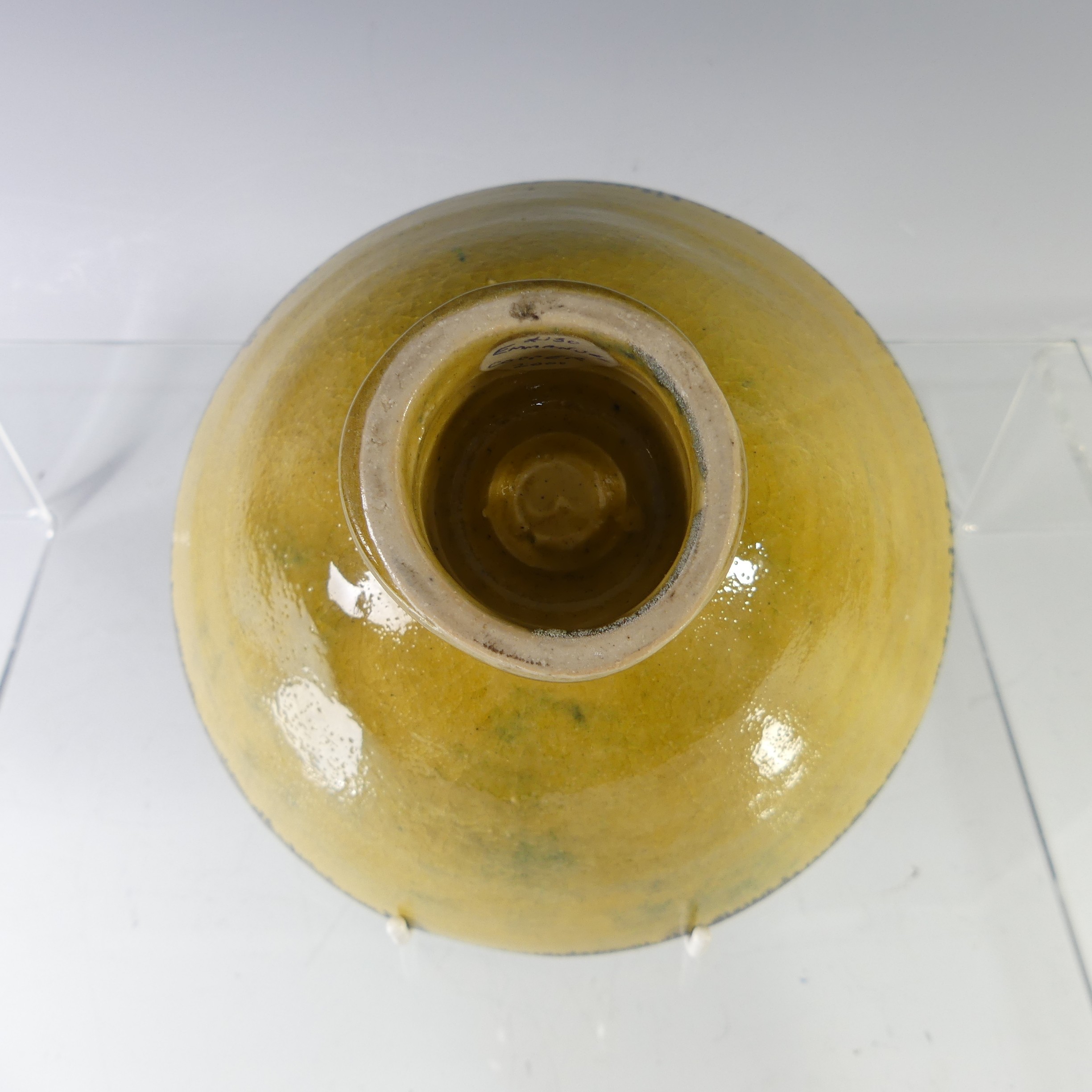 Emmanuel Cooper (British; 1938-2012) a studio pottery Footed Bowl, of yellow ground with manganese - Image 6 of 8