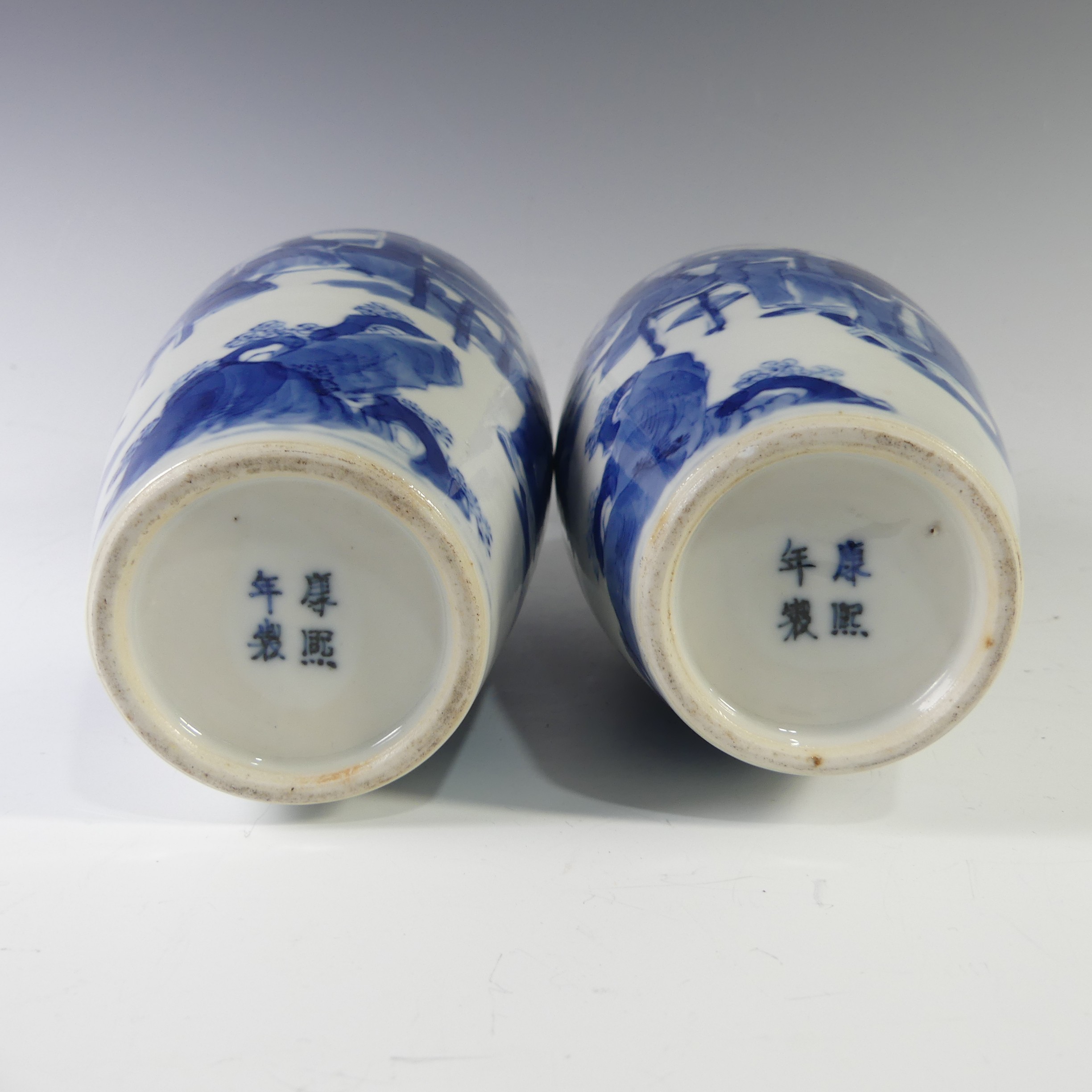 A pair of antique Chinese blue and white Vases, of slim baluster shapes, with underglaze blue - Image 13 of 20