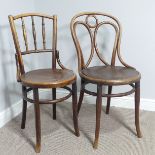 A Thonet bentwood Chair together with a Fischel bentwood Chair, both with makers marks and