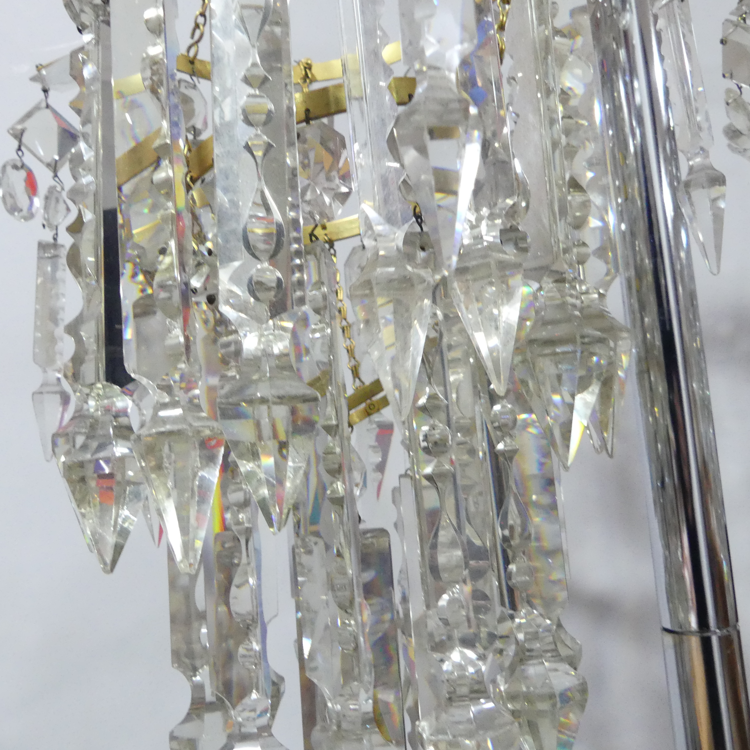 A pair of 19th century 2-tier hanging Lustres, with clear glass crystal droplets and metal ceiling - Image 14 of 15