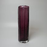 A Geoffrey Baxter for Whitefriars 'Cucumber' Vase, in aubergine purple colour, H 30cm.
