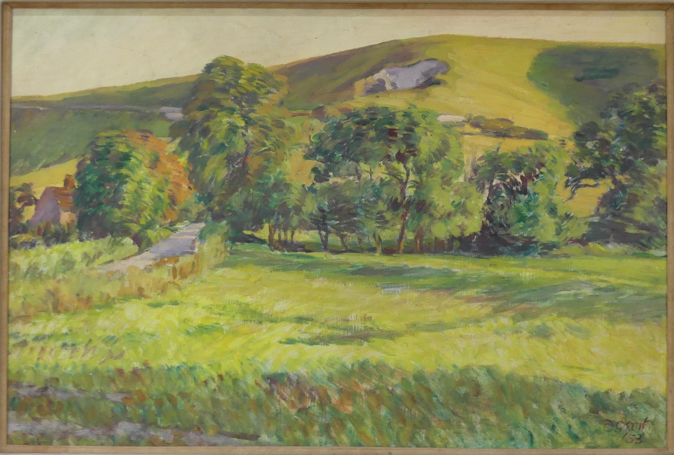 Duncan Grant (British, 1885-1978), Landscape, Firle, oil on board, signed "D. Grant" and dated '53 - Image 2 of 5