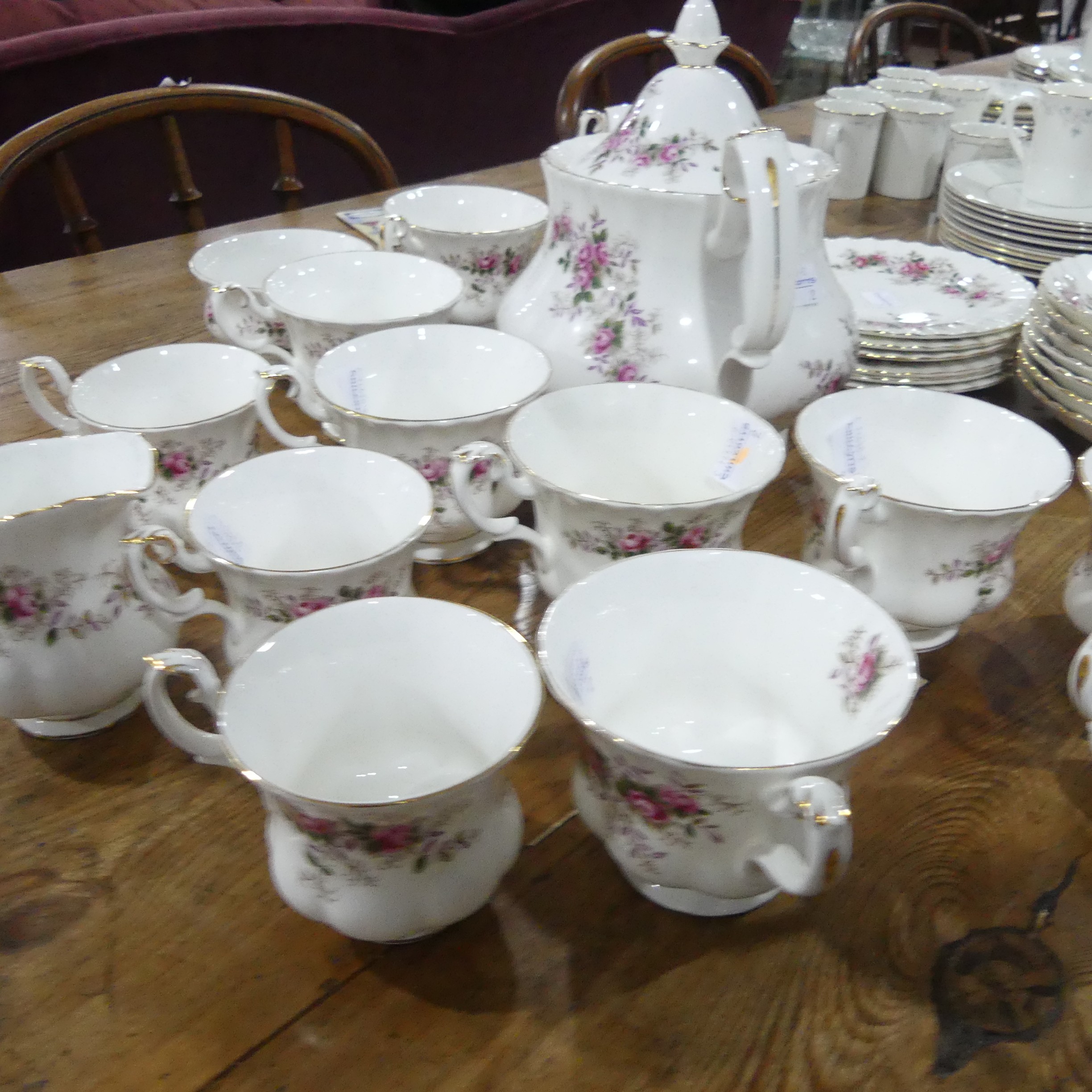 A Royal Albert 'Lavender Rose' pattern Tea and Coffee Service, comprising six Teacups and Saucers, - Image 6 of 11