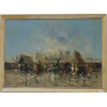 Massina (mid-20th century Continental School), Mediterranean market scenes, a pair, oil on canvas,