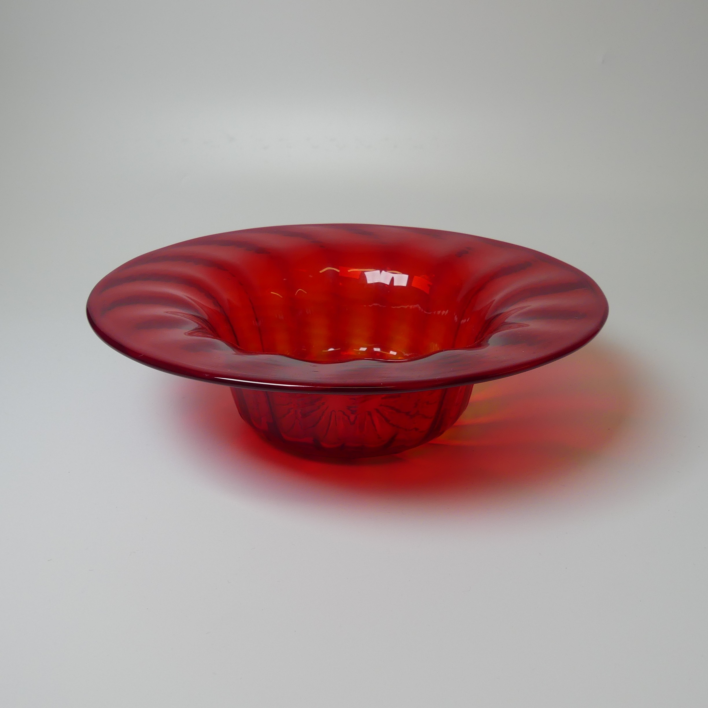 A near pair of Whitefriars glass Goblets, of ruby red colour, one with original sticker, H 18cm, - Image 5 of 11