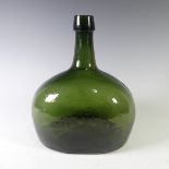 An antique green onion wine Bottle, small chip to base and a rough pontil mark, see images, W 19