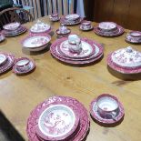 A quantity of Staffordshire pottery 'red' Willow pattern Service, including, tureen, plater, plates,