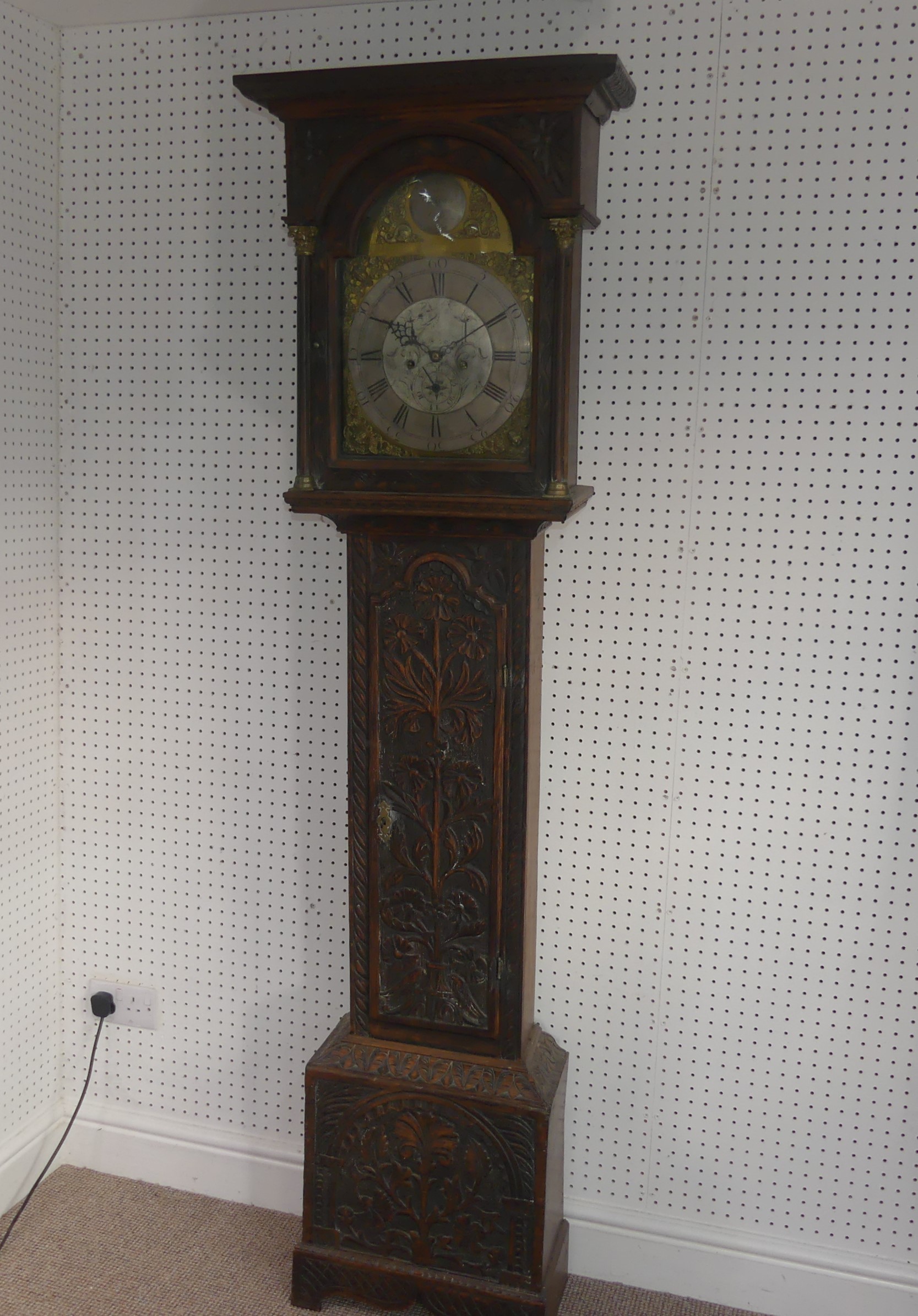 W. Fletcher, Leeds, a carved oak 8-day longcase clock with two-weight movement striking on a bell, - Image 2 of 29