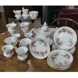 A Royal Albert 'Lavender Rose' pattern Tea and Coffee Service, comprising six Teacups and Saucers,
