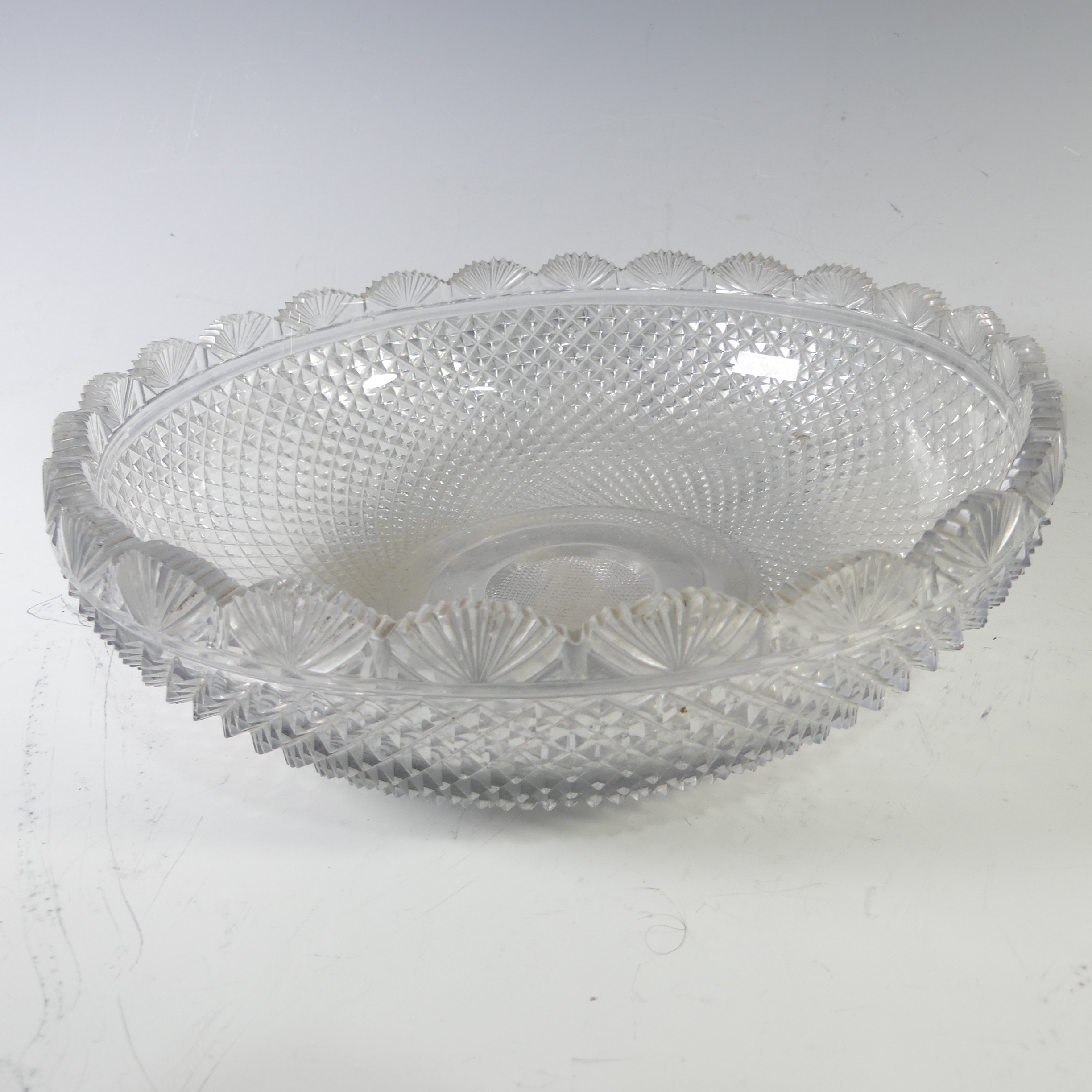 An early 19thC Waterford hand-cut crystal glass Bowl, possibly from the 'Age of Exuberance', the rim - Image 2 of 3