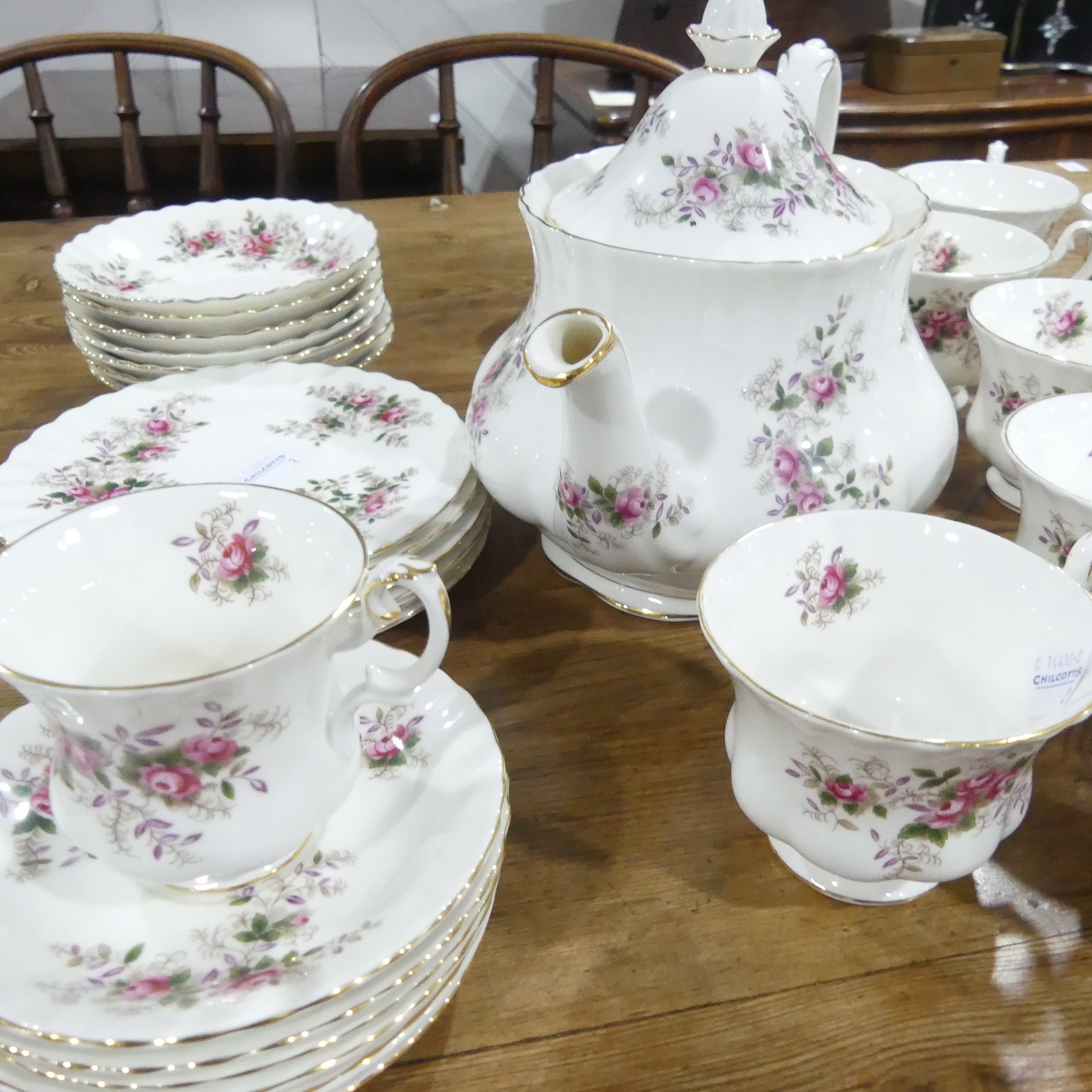 A Royal Albert 'Lavender Rose' pattern Tea and Coffee Service, comprising six Teacups and Saucers, - Image 4 of 11