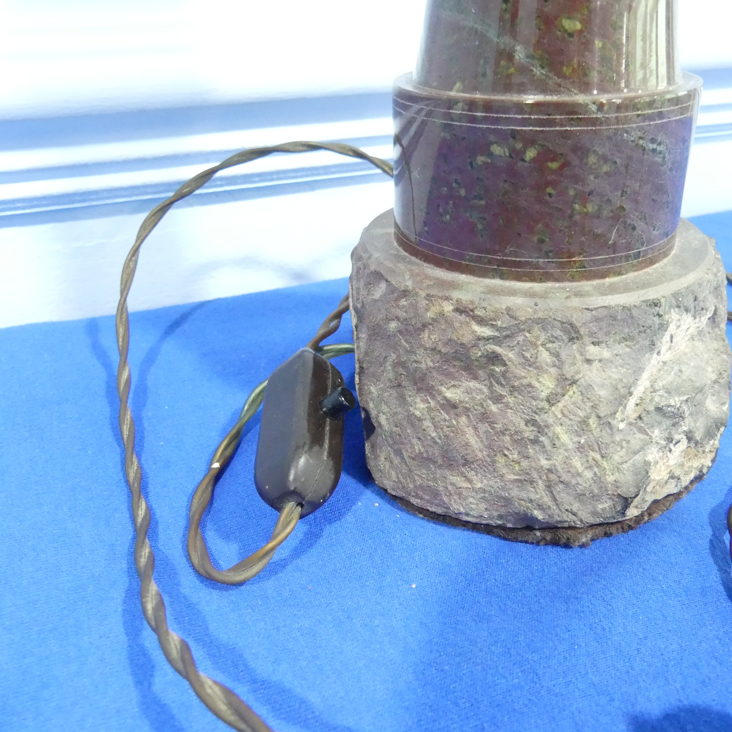 A contemporary Cornish serpentine lighthouse lamp, with mostly polished surface to naturalistic form - Image 5 of 5