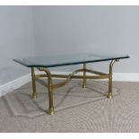A retro designer Coffee Table, (made in Italy) with shaped bevelled glass top supported by four